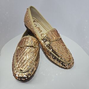 Sam Edelman Girls Gold Sequin Loafers